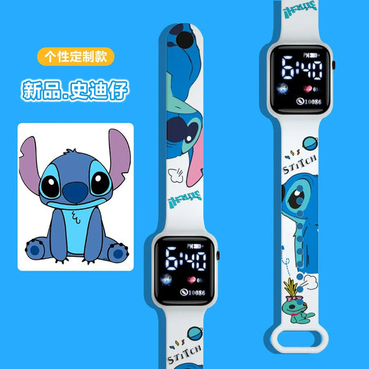 Relógio LED Infantil Stitch – Estampa Colorida e Design Moderno