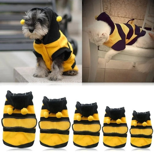 Fantasia de Abelhinha para Pets – Casaco com Capuz em Fleece | Roupa de Halloween, Cosplay e Inverno para Cães e Gatos