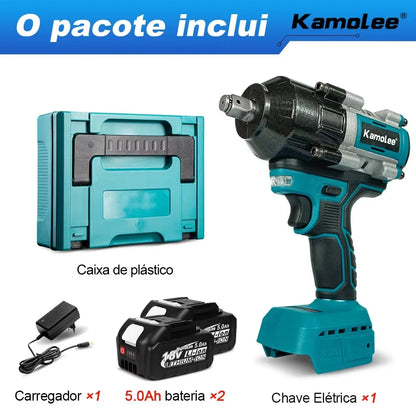 Chave de impacto elétrica sem fio Kamolee 2100 N.m de alto torque de 1/2 polegada sem escovas 18V-21V ferramenta de chave de bateria