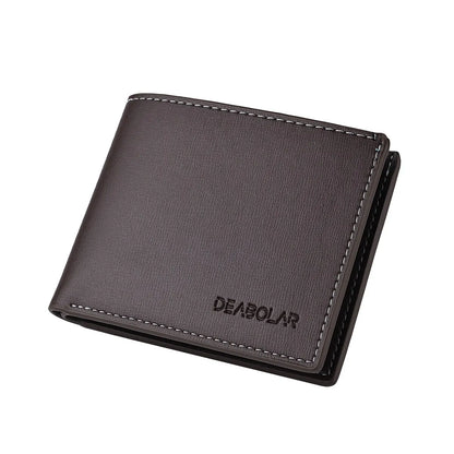 Carteira Masculina Curta em Couro PU – Estilo Slim Dobrável | Porta-Cartões Compacto para Jovens