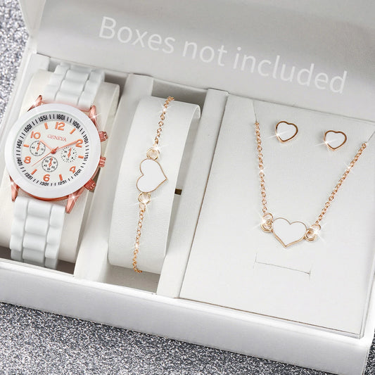 Kit com 5 ou 6 Relógios Femininos – Pulseira de Silicone, Estilo Fashion | Relógio Quartz Casual para Presente (Sem Caixa)