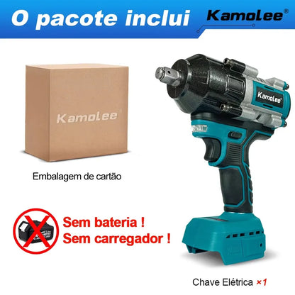 Chave de impacto elétrica sem fio Kamolee 2100 N.m de alto torque de 1/2 polegada sem escovas 18V-21V ferramenta de chave de bateria