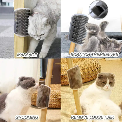 Escova de Canto para Gatos – Massageadora e Removedora de Pelos | Pente Desembaraçador Removível para Higiene e Diversão