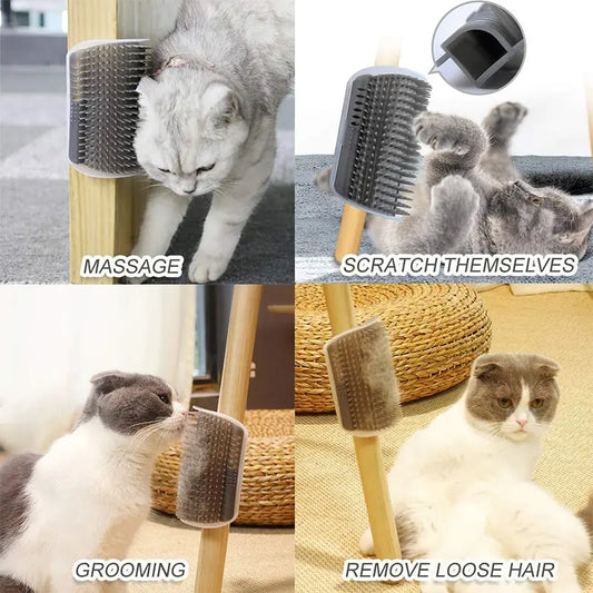 Escova de Canto para Gatos – Massageadora e Removedora de Pelos | Pente Desembaraçador Removível para Higiene e Diversão