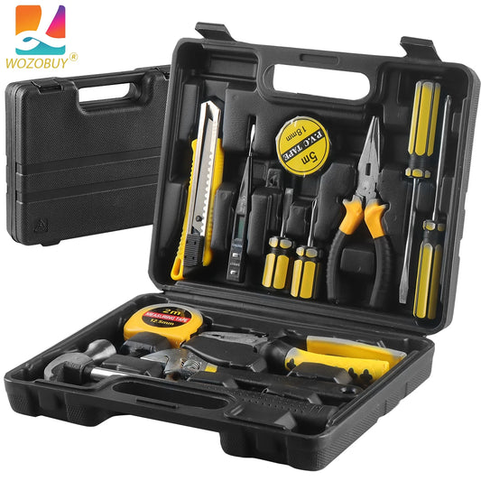 Kit de Ferramentas 8/9/12/13 Peças – Uso Doméstico e Automotivo | Maleta Plástica Organizada para Reparos em Casa e no Carro