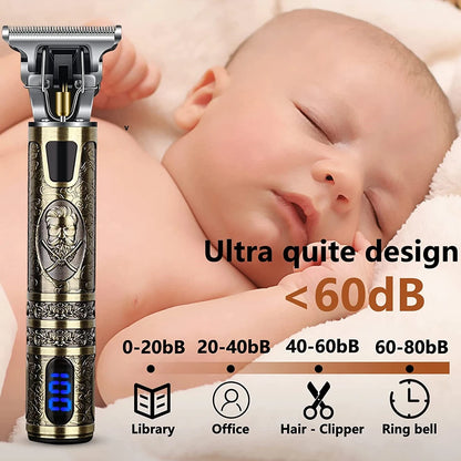 Máquina de Cortar Cabelo T9 LCD – Aparador Elétrico de Alta Precisão | Cabeça de Corte, Barbeador, Design Profissional para Homens