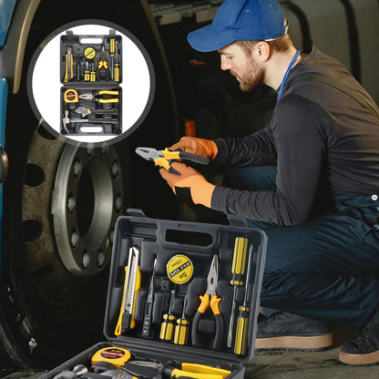 Kit de Ferramentas 8/9/12/13 Peças – Uso Doméstico e Automotivo | Maleta Plástica Organizada para Reparos em Casa e no Carro
