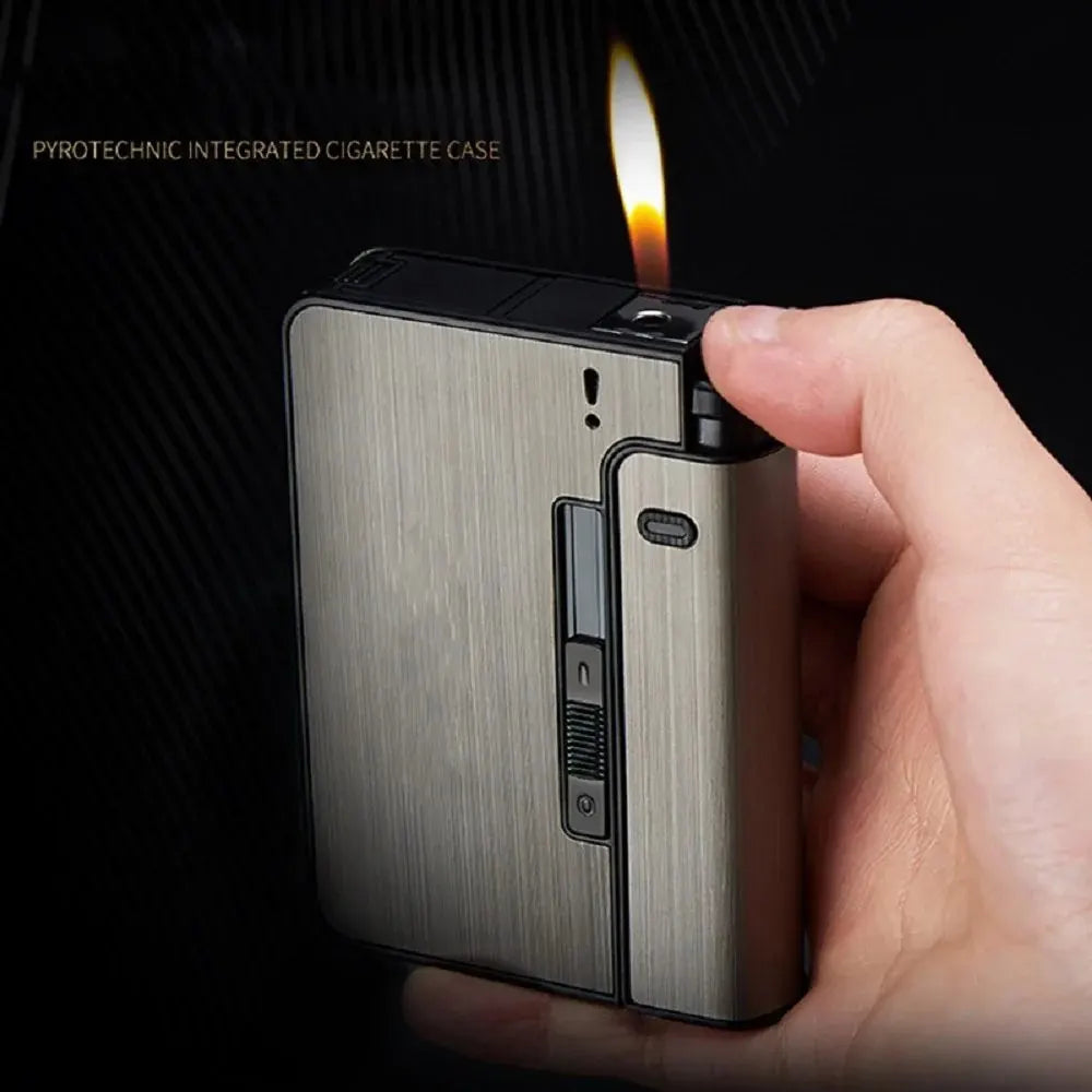 Portable Automatic Cigarette Case Metal Cigarette Holder Box for 10pcs King Size Cigarette Lighter Not Included Gift for Men Dad
