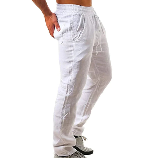 Calça Masculina de Linho e Algodão – Respirável, Casual e Fitness | Tamanhos S ao 3XL | Ideal para Outono e Streetwear