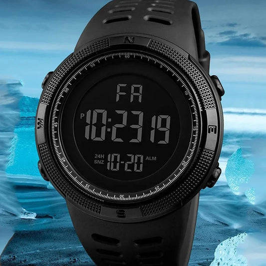 Relógio Digital Masculino Militar – LED Multifuncional com Iluminação | Esportivo para Homens e Jovens