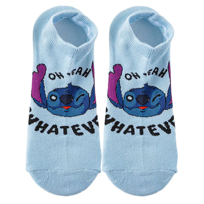 Kit com 10 Meias Curtas Lilo & Stitch – Unissex, Estilo Street e Anime