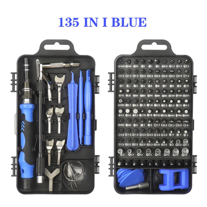 Kit de Chaves de Precisão 25/115/135/140 em 1 – Bits Magnéticos Torx e Phillips | Ferramentas para Celular, PC e Reparos Eletrônicos