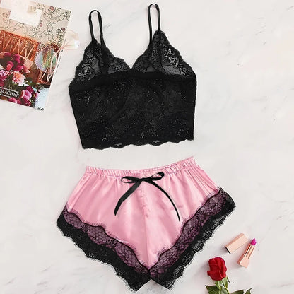 Summer Charm – 2-Piece Sheer Lace Sleepwear Set