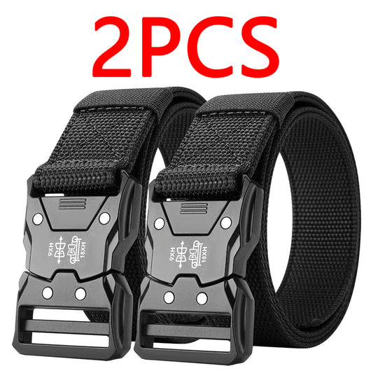 Cinto Tático Unissex 2 Peças – Fivela Automática Reforçada | Ideal para Aventuras ao Ar Livre, Camping e Uso Diário