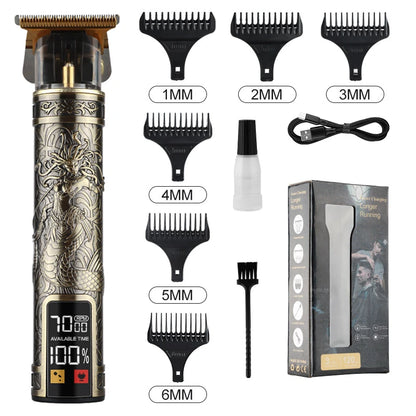 Máquina de Cortar Cabelo T9 LCD – Aparador Elétrico de Alta Precisão | Cabeça de Corte, Barbeador, Design Profissional para Homens