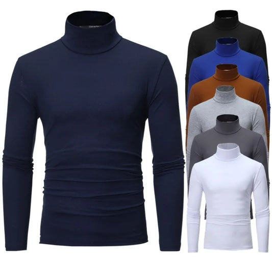 Blusa Térmica Masculina de Inverno – Gola Alta, Manga Longa, Slim Fit | Roupa Térmica Leve para Dias Frios
