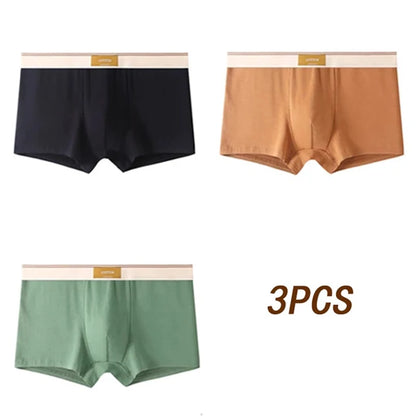 3pcs Men's Cotton Boxer Shorts – Breathable, Comfortable & Stylish Everyday Underwear