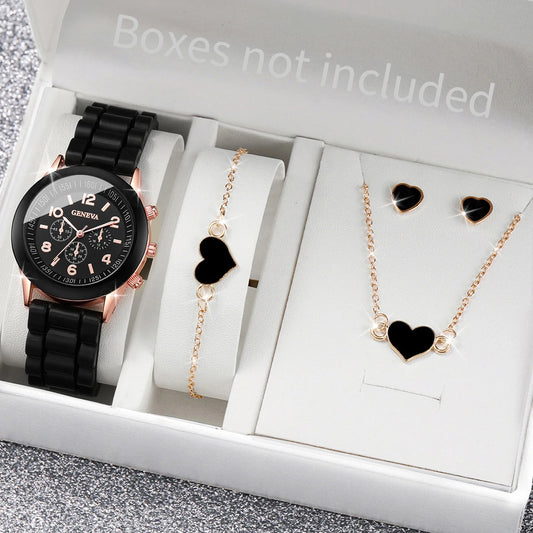 Kit com 5 ou 6 Relógios Femininos – Pulseira de Silicone, Estilo Fashion | Relógio Quartz Casual para Presente (Sem Caixa)