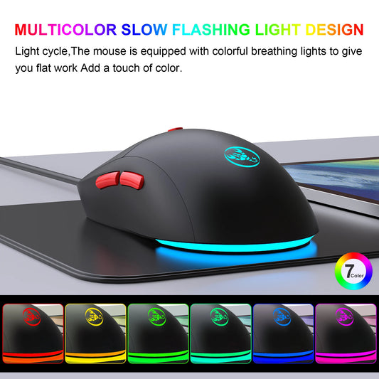 Mouse Sem Fio USB 2.4G Recarregável – 3600 DPI Ajustável com Iluminação RGB 7 Cores | Ideal para Escritório, Laptop e Jogos