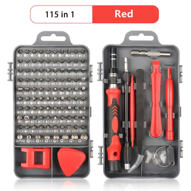 Kit de Chaves de Precisão 25/115/135/140 em 1 – Bits Magnéticos Torx e Phillips | Ferramentas para Celular, PC e Reparos Eletrônicos