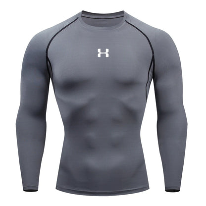 Camiseta Masculina de Compressão com Manga Longa – Fitness, Corrida e Academia | Tecido Elástico e Respirável para Treinos