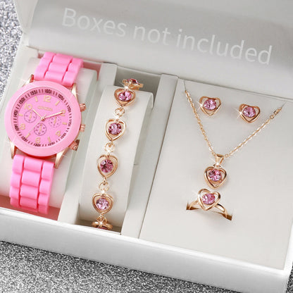 Kit com 5 ou 6 Relógios Femininos – Pulseira de Silicone, Estilo Fashion | Relógio Quartz Casual para Presente (Sem Caixa)
