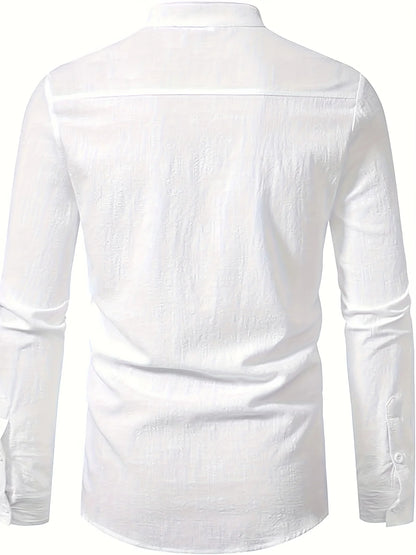 Men’s Casual Long Sleeve Linen Shirt – Natural Style with Timeless Sophistication