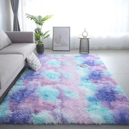 Tapete VIKAMA Lavável – Seda e Lã | Antiderrapante Tie-Dye para Quarto Infantil, Sala e Quarto