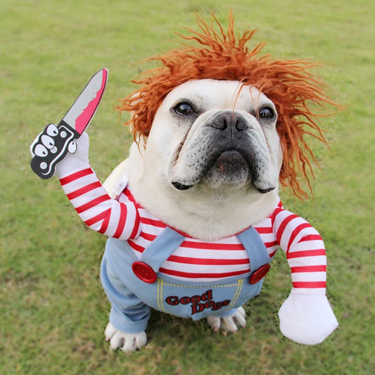 Fantasia de Halloween para Cachorros – Roupas Divertidas e Ajustáveis | Cosplay Pet para Bulldog, Pug e Cães Médios/Grandes