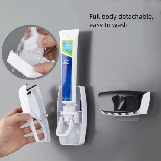 Suporte de Parede para Escova e Creme Dental – Dispenser Automático com Copo | Kit Organizador para Banheiro