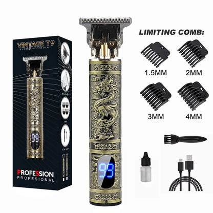 Máquina de Cortar Cabelo T9 LCD – Aparador Elétrico de Alta Precisão | Cabeça de Corte, Barbeador, Design Profissional para Homens
