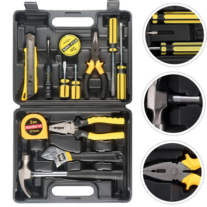 Kit de Ferramentas 8/9/12/13 Peças – Uso Doméstico e Automotivo | Maleta Plástica Organizada para Reparos em Casa e no Carro