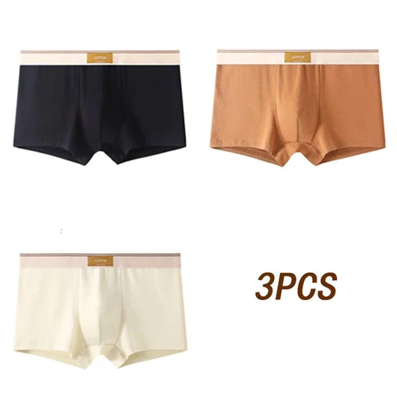 3pcs Men's Cotton Boxer Shorts – Breathable, Comfortable & Stylish Everyday Underwear