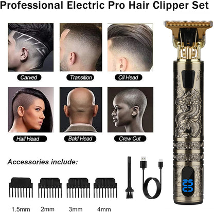 Máquina de Cortar Cabelo T9 LCD – Aparador Elétrico de Alta Precisão | Cabeça de Corte, Barbeador, Design Profissional para Homens