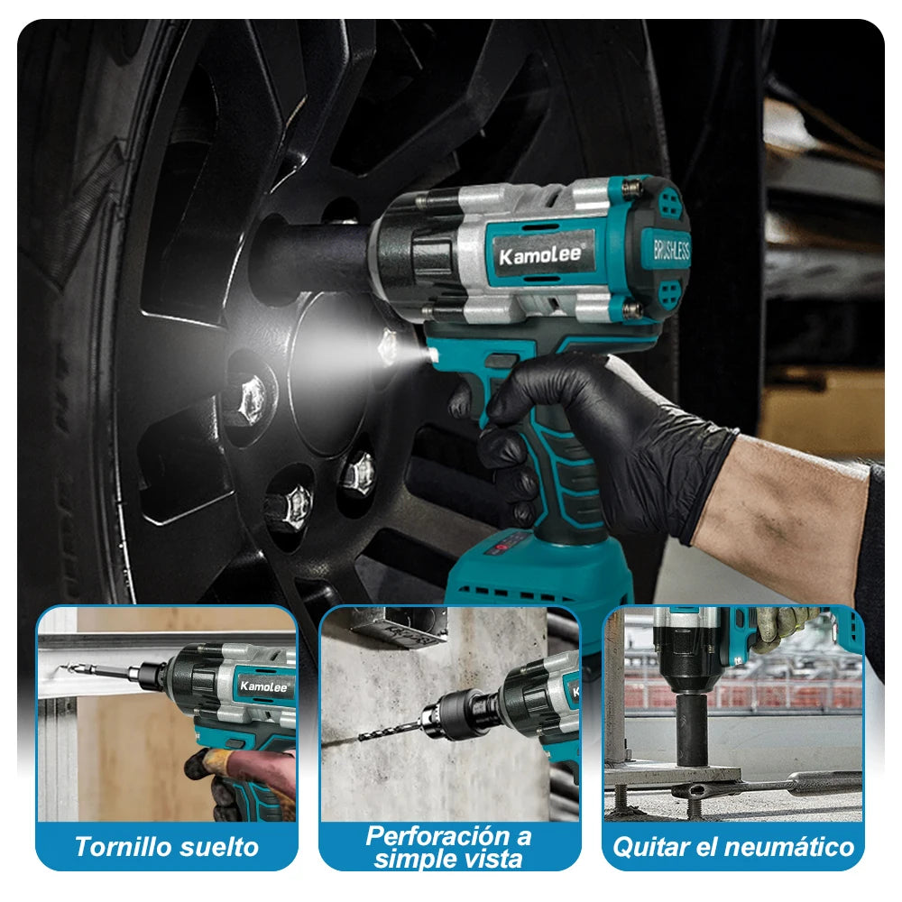 Chave de impacto elétrica sem fio Kamolee 2100 N.m de alto torque de 1/2 polegada sem escovas 18V-21V ferramenta de chave de bateria