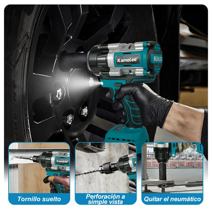 Chave de impacto elétrica sem fio Kamolee 2100 N.m de alto torque de 1/2 polegada sem escovas 18V-21V ferramenta de chave de bateria