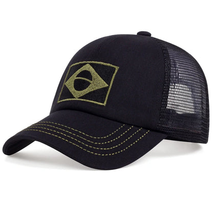 Boné Camuflado com Bandeira do Brasil – Estilo Militar Ajustável | Algodão Confortável para Esporte, Hip Hop e Aventura