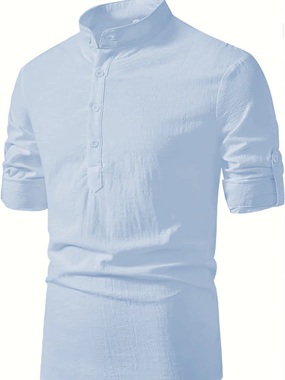 Men’s Casual Long Sleeve Linen Shirt – Natural Style with Timeless Sophistication
