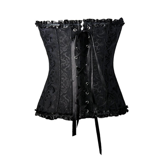 Corset Feminino BurVogue – Floral com Amarração, Estruturado com Barbatanas | Body Shaper Sexy Overbust para Lingerie ou Moda
