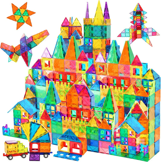 Blocos Magnéticos 3D Coloridos – 130 Peças Transparentes | Brinquedo Educativo de Montar para Crianças