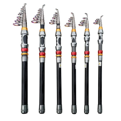 Kit Vara de Pesca Telescópica 1.8–3.6m – Fibra de Carbono Super Resistente + Molinete | Combo Spinning para Pesca Esportiva