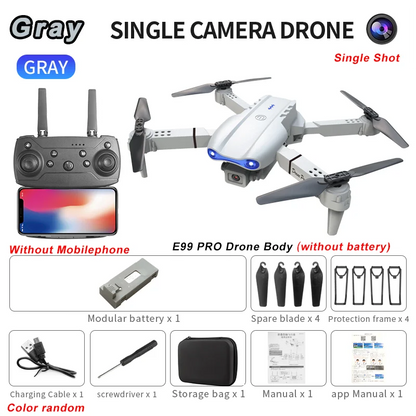 Drone E99Pro 2024 – Câmera 4K, Wi-Fi FPV, Dobrável com Estabilizador de Altura e Controle Remoto
