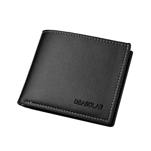 Carteira Masculina Curta em Couro PU – Estilo Slim Dobrável | Porta-Cartões Compacto para Jovens