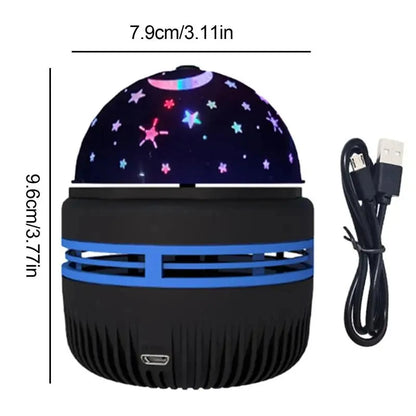 Luminária Projetora LED Céu Estrelado – USB Giratória com Lua e Estrelas | Decoração Atmosférica para Quarto e Natal