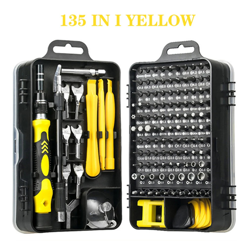 Kit de Chaves de Precisão 25/115/135/140 em 1 – Bits Magnéticos Torx e Phillips | Ferramentas para Celular, PC e Reparos Eletrônicos