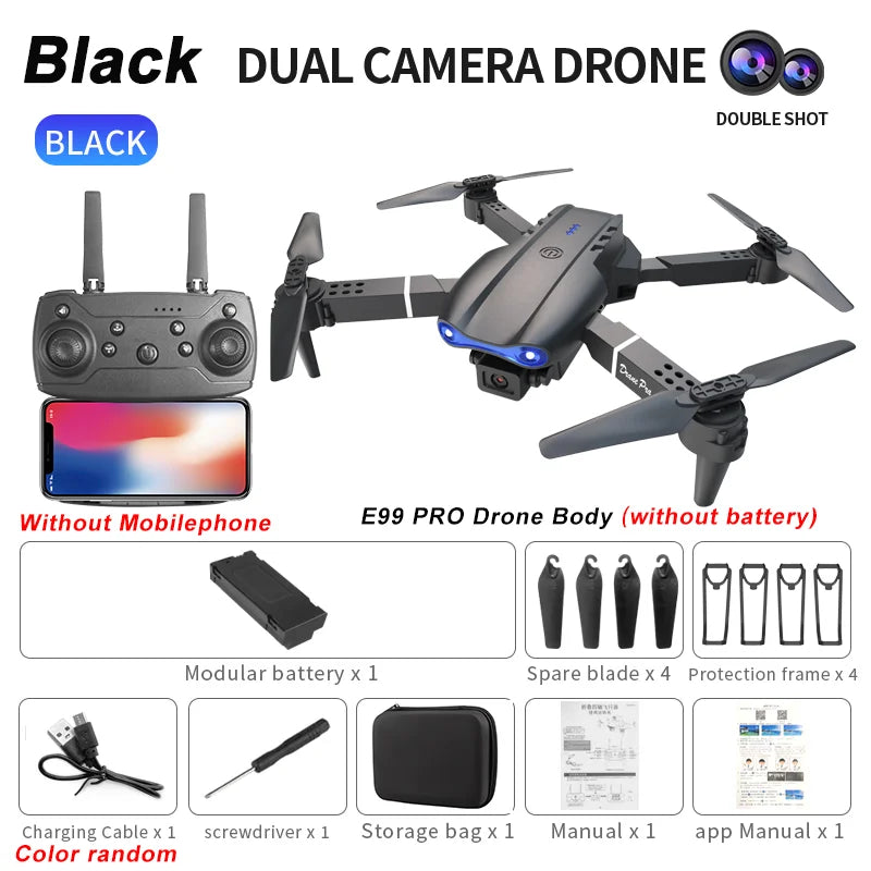 Drone E99Pro 2024 – Câmera 4K, Wi-Fi FPV, Dobrável com Estabilizador de Altura e Controle Remoto
