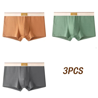 3pcs Men's Cotton Boxer Shorts – Breathable, Comfortable & Stylish Everyday Underwear