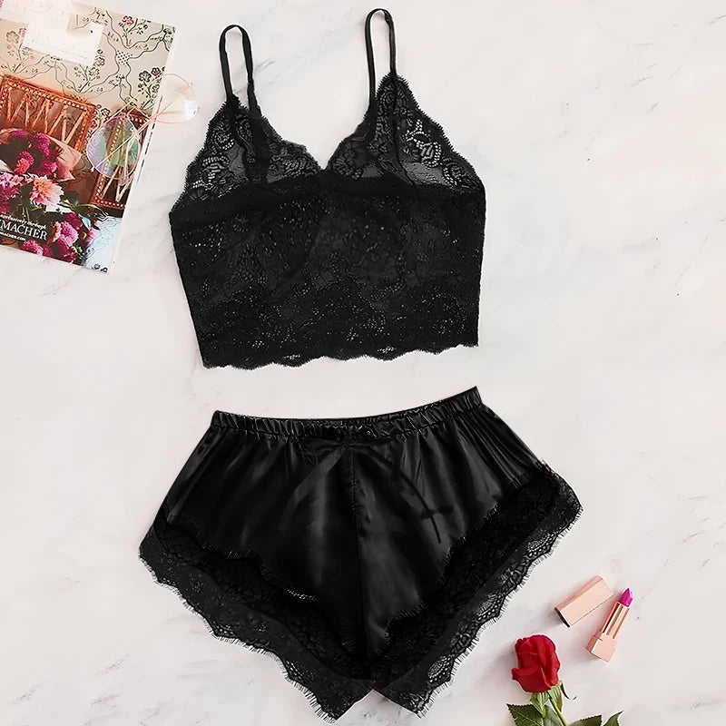 Summer Charm – 2-Piece Sheer Lace Sleepwear Set