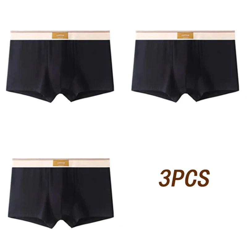 3pcs Men's Cotton Boxer Shorts – Breathable, Comfortable & Stylish Everyday Underwear