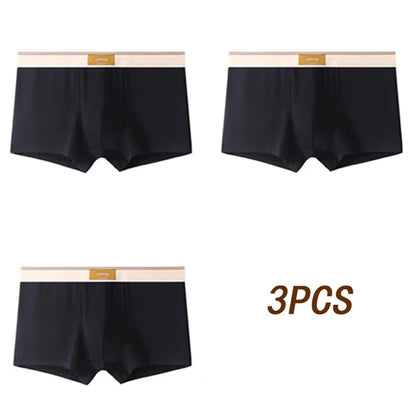 3pcs Men's Cotton Boxer Shorts – Breathable, Comfortable & Stylish Everyday Underwear